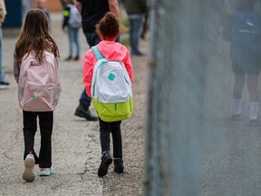 FILE PHOTO: Kids head back to school at on the first day of classes for Calgary public schools on Thursday, August 31, 2023.