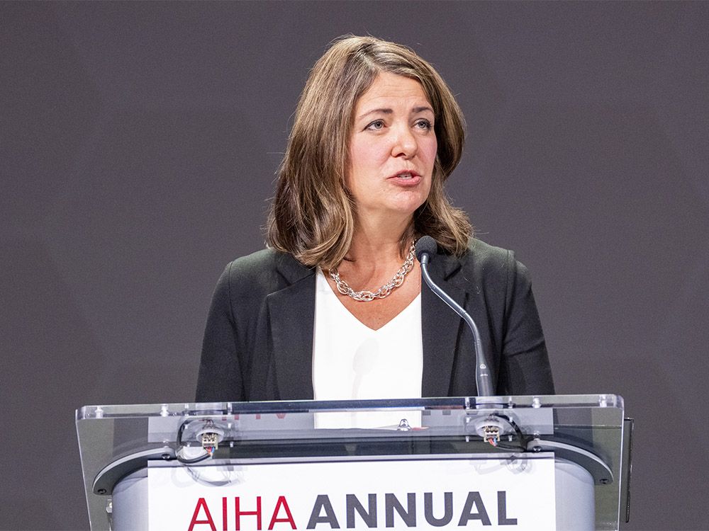 Premier Danielle Smith speaks at Alberta’s Industrial Heartland Conference on Thursday, Sept. 14, 2023 in Edmonton.