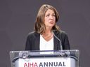 Premier Danielle Smith speaks at Alberta’s Industrial Heartland Conference on Thursday, Sept. 14, 2023 in Edmonton.