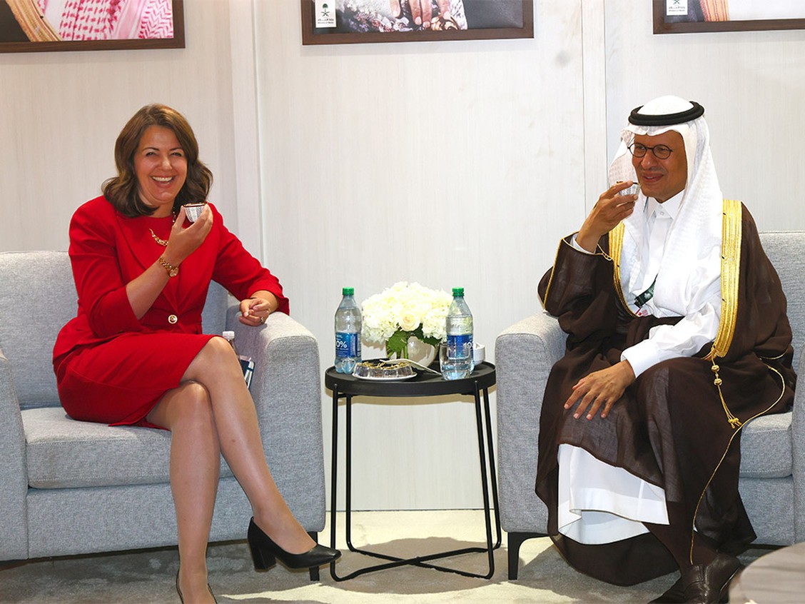 Alberta Premier Danielle Smith and Saudi Arabia Prince Abdulaziz Bin Salman Al Saud, Minister of Energy, at the World Petroleum Congress 2023