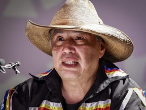Siksika Nation member Benedict Crow Chief has filed a human rights complaint against Alberta Health Services and become emotional as he speaks at a news conference on the Siksika Nation 100 kilometres east of Calgary near Cluny, Alta., Thursday, Sept. 28, 2023.THE CANADIAN PRESS/Jeff McIntosh