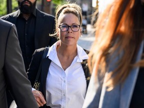 Tamara Lich arrives for her trial at the courthouse in Ottawa, on Monday, Sept. 11, 2023.