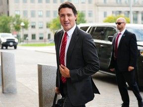 Prime Minister Justin Trudeau arrives on Parliament Hill in Ottawa, Monday, Sept. 18, 2023 as the House of Commons resumes for the fall sitting.