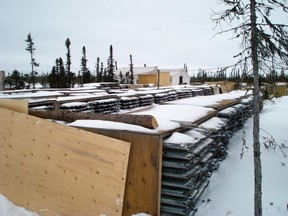 Drill samples from the Ring of Fire sit in stacks in Northern Ontario, in 2008.