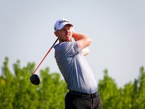 Hayden Springer, pictured during a tournament earlier this summer, leads after two rounds at the 2023 Fortinet Cup Championship at Country Hills. (Photo courtesy of PGA Tour Canada)