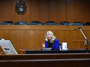 Court of Queen's Bench Chief Justice Mary Moreau news conference, to inform the public about the Court's response to the COVID-19 situation at the Edmonton Law Courts in Edmonton, April 7, 2020. Moreau was nominated to the Supreme Court of Canada Oct. 26, 2023.