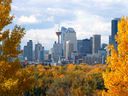 The fall colours frame the downtown core in Calgary on Tuesday, Oct. 3.
