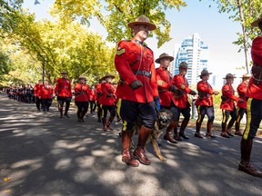 Police and peace officers take part in the 24th annual Police and Peace Officers' Memorial Day ceremony on Sunday, Sept. 25, 2022, in Edmonton.
