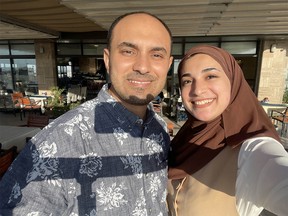 Calgarian Tamer Jarada (L) and his sister Nisreen in Gaza