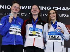 Calgary Dinos recruit Alexanne Lepage swims to gold medals at World Aquatics Junior Swimming Championships. Dino Athletics