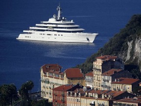 The yacht of Russian billionaire Roman Abramovitch, the Eclipse, arrives on September 4, 2013 near the Nice's harbor, French riviera. The Eclipse is the world's second largest private yacht.