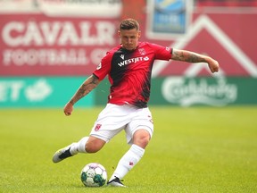 Cavalry FC’s Fraser Aird is shown in action during a match against HFX Wanderers on ATCO Field at Spruce Meadows on July 15, 2023.