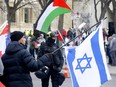 Calgary police at pro-Palestinian and Israel protests in December 2023