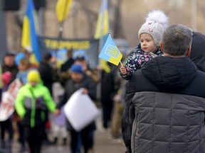 Rally for Ukraine held in Calgary on Dec. 31, 2023