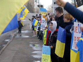 Rally for Ukraine held in Calgary on Dec. 31, 2023
