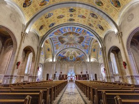 The fresco painting by artist Guido Nincheri on the ­ceiling of the sanctuary at St-Léon-de-Westmount church in Montreal.