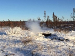 A holdover or 'zombie fire' from December, 2020 near Fort Smith, Northwest Territories.