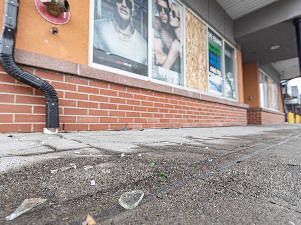  glass debris are seen on the ground where the windows and glass doors of a business at falconridge plaza were shattered and broken during a clash between two eritrean groups with conflicting views of their home country’s politics. photos were captured on monday, sept. 4, 2023.