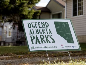 A Defend Alberta Parks lawn sign