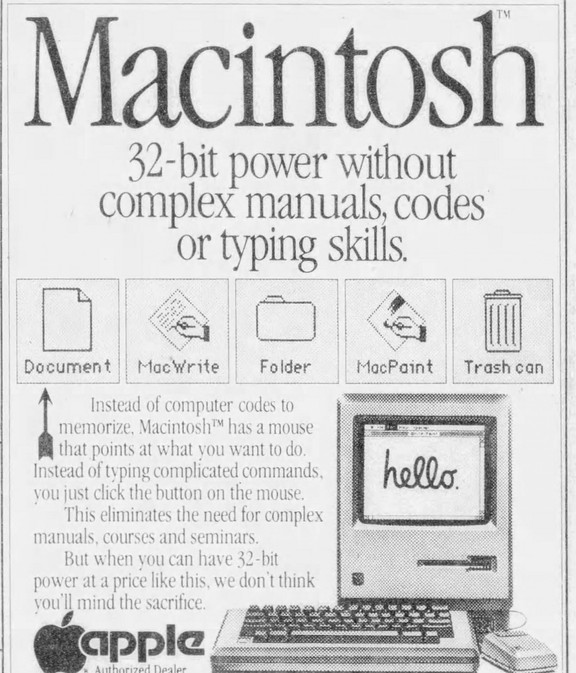 The first Apple Macintosh computer released 40 years ago today ...