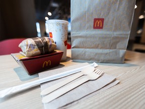 Single-use items at a fast food restaurant