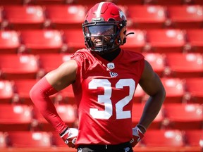 Calgary Stampeders Titus Wall during practice