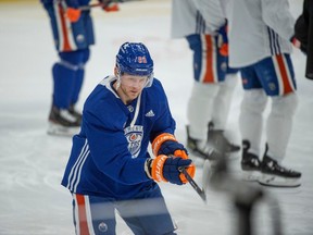 The Edmonton Oilers practice at Rogers Place in Edmonton on Jan.22 2024, with their newest addition Corey Perry, who will wear 90.
