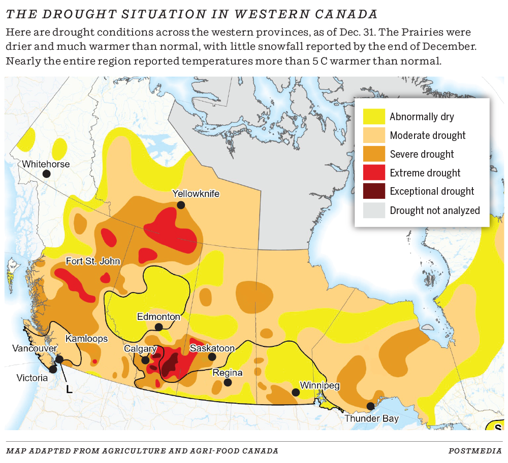 Western Canada drought map December 31