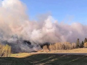 A look back at the May 2023 wildfire that jumped Highway 21, just south of Township Road 520 and Range Road 225. On Tuesday, Feb. 20, the Government of Alberta declared an early start to the 2024 wildfire season, 10 days earlier than usual. Photo courtesy of SCES/file