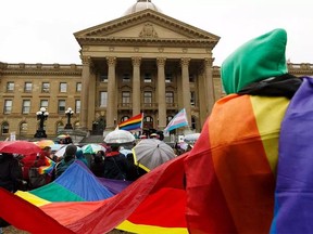 Rally to save GSAs at the Alberta Legislature in 2019