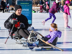 Sledge hockey demonstration at the University District Winter Pop-Up