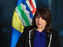 Adriana LaGrange, Minister of Health for Alberta speaks during a federal health-care funding announcement in Calgary on Thursday, December 21, 2023.