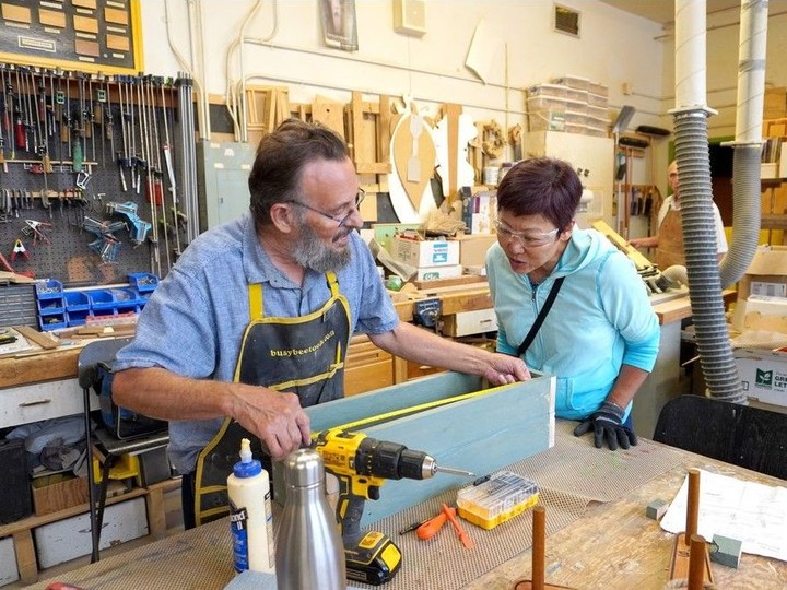  Learning new skills at Unison Kerby Centre’s woodshop. Courtesy, Unison, for Generations 50+