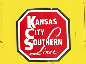FILE - The logo of Kansas City Southern is seen on a restored 1954 Kansas City Southern passenger locomotive, Nov. 5, 2004, at Union Station in Kansas City, Mo. CPKC (Canadian Pacific and Kansas City Southern) is not only lagging the trend of major freight railroads agreeing to provide paid sick time to most of their workers, but now some of its dispatchers may lose the benefit later this year when they move to the merged railroad's new U.S. headquarters in Kansas City, Mo.