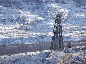 Headframe at the old Star Mine north of Rosedale, Ab., on Tuesday, February 27, 2024.