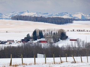 Snow southern Alberta foothills landscape