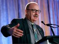 Municipal Affairs Minister Ric McIver speaks to the Alberta Municipalities 2024 Spring Municipal Leaders' Caucus, in Edmonton Thursday March 14, 2024.