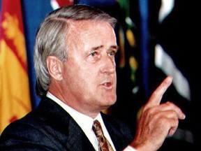 Prime Minister Brian Mulroney in 1992, the year his approval rating dipped to the lowest ever recorded for a prime minister.