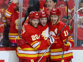 The Calgary Flames' line of Mikael Backlund, Blake Coleman and Andrew Mangiapane