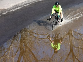 Giant Calgary puddle in mid-March 2024