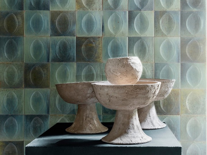  Hand-crafted Turchese tile from Centura channels the tone on tone blues of the Barbados landscape.