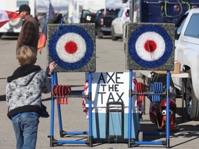 Trans-Canada Highway carbon tax protest west of Calgary