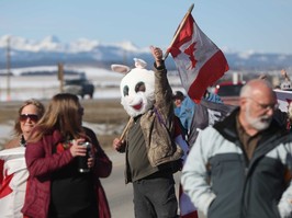 Trans-Canada Highway carbon tax protest west of Calgary