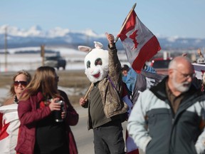 Trans-Canada Highway carbon tax protest west of Calgary