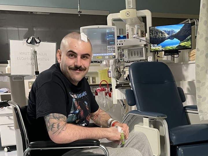  Geoff Boc at the hospital after one of his surgeries to treat brain cancer.
