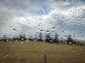 The first round of rain east of Elnora, Ab., on Tuesday, April 9, 2024.