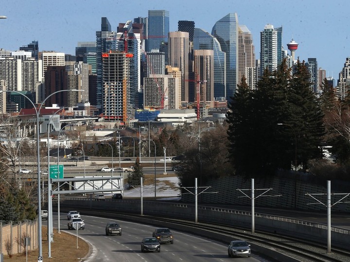  The downtown Calgary skyline is shown looking east with Bow Trail in the foreground on Thursday, February 16, 2023. Jim Wells/Postmedia