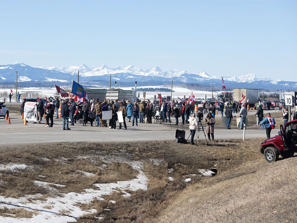 Carbon tax protest on the Trans-Canada Highway west of Calgary