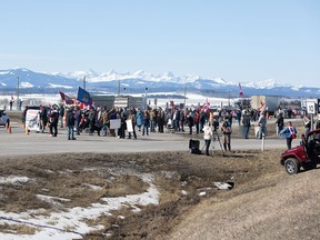 Carbon tax protest on the Trans-Canada Highway west of Calgary