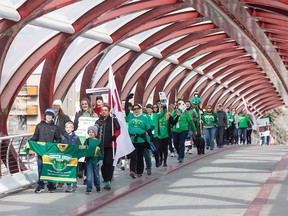 Hope in Motion parade for Green Shirt Day in Calgary